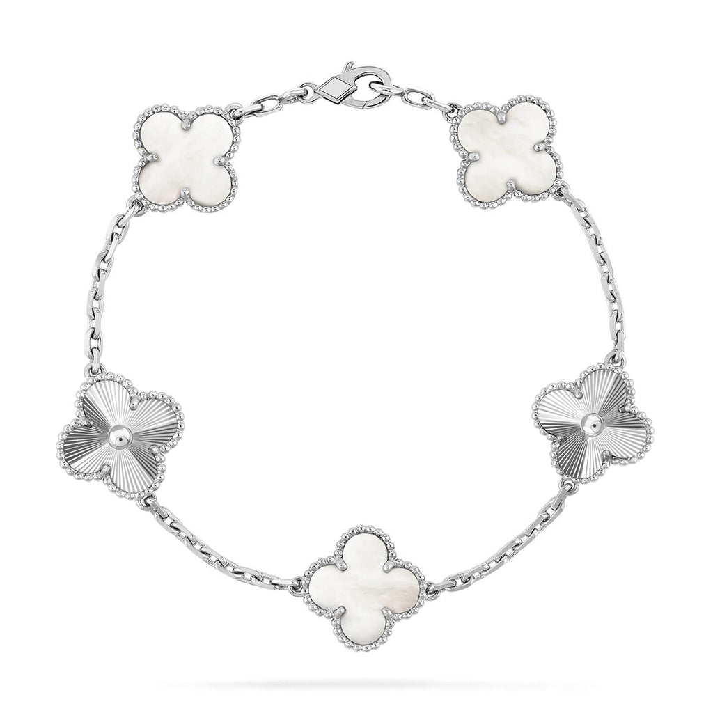 [sparkle Jewelry ]CLOVER WHITE PEARL MOP 5 MOTIF BRACELET COLLECTION