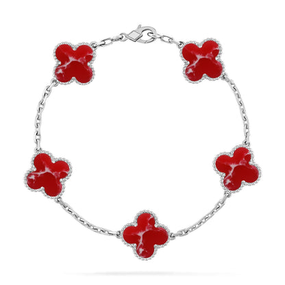 [Sparkle]LUCKY CLOVER 5-MOTIV-ARMBAND - RED LARIMAR KOLLEKTION