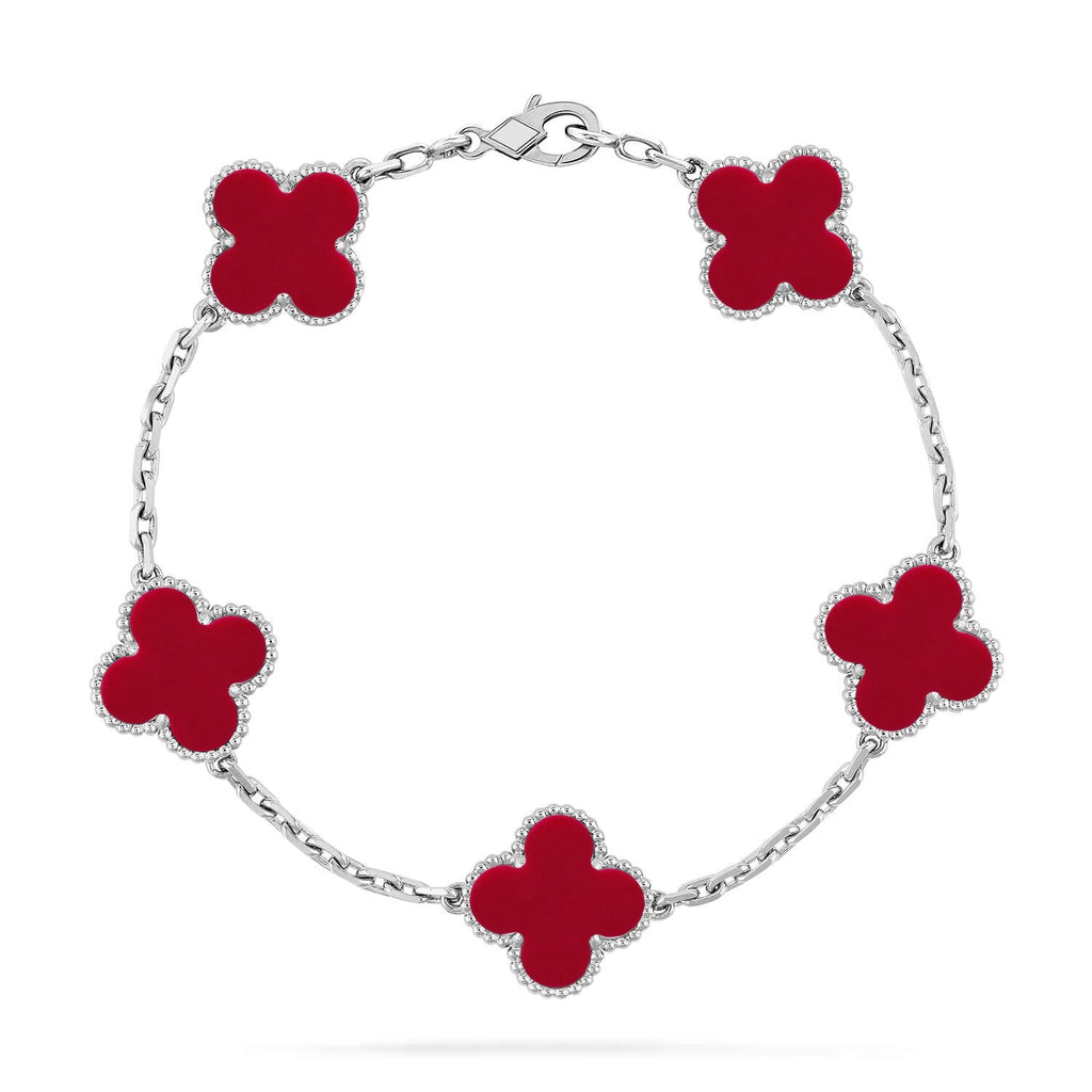 [sparkle Jewelry ] CLOVER 5 MOTIF RED CORNELIAN BRACELET COLLECTION