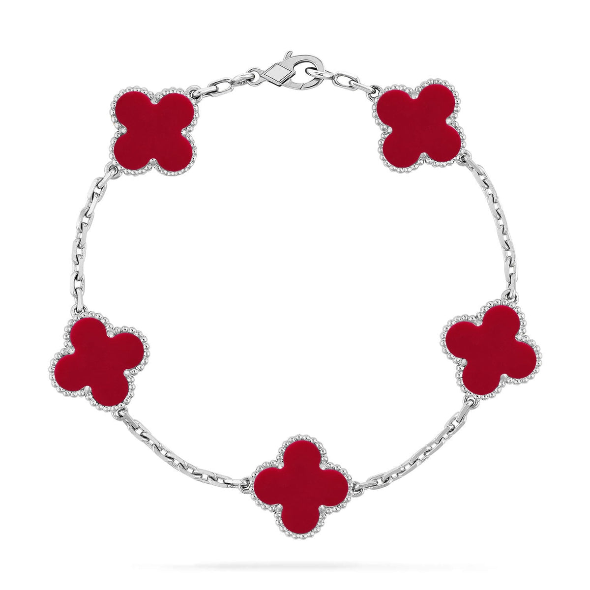 [sparkle Jewelry ] CLOVER 5 MOTIF RED CORNELIAN BRACELET COLLECTION