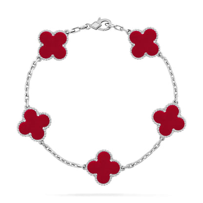 [sparkle Jewelry ] CLOVER 5 MOTIF RED CORNELIAN BRACELET COLLECTION