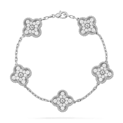 [Sparkle]Armband LUCKY CLOVER 5 Motive – VOLLSTÄNDIG MIT DIAMANTEN BESETZT