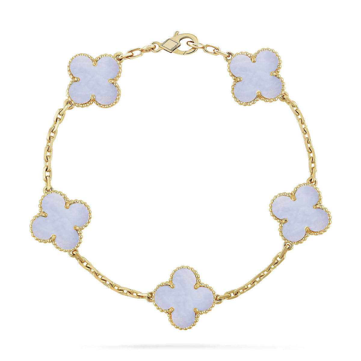 [Sparkle]LUCKY CLOVER 5-MOTIF-ARMBAND - PURPLE CHALCEDONY KOLLEKTION