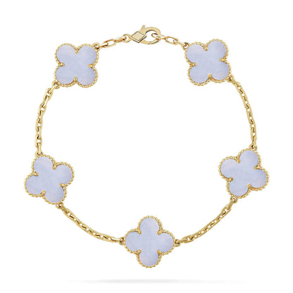 [Sparkle]LUCKY CLOVER 5-MOTIF-ARMBAND - PURPLE CHALCEDONY KOLLEKTION