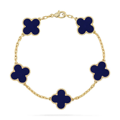 [Sparkle]LUCKY CLOVER 5-MOTIF-ARMBAND – LAPISLAZULI-KOLLEKTION