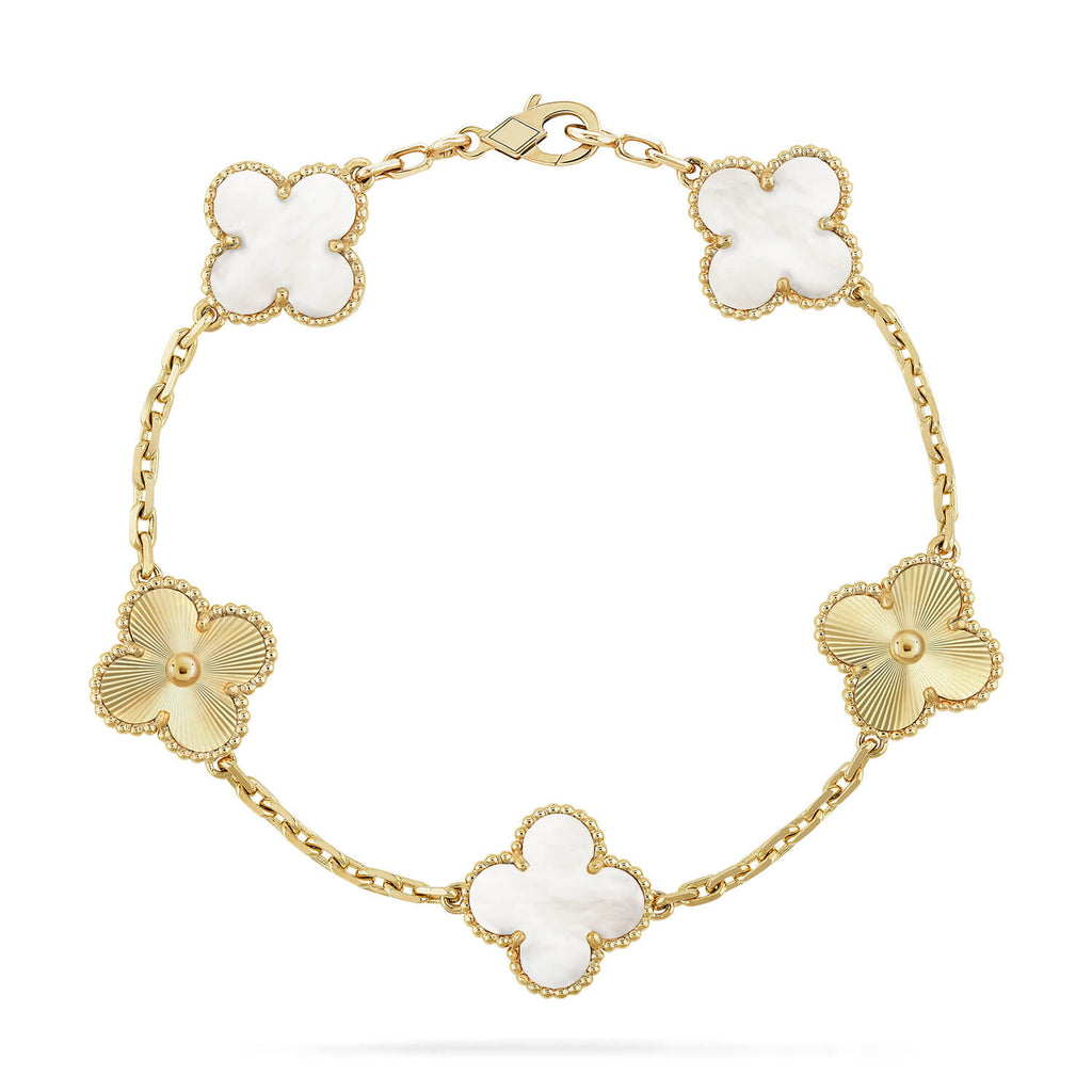 [sparkle Jewelry ]CLOVER WHITE PEARL MOP 5 MOTIF BRACELET COLLECTION