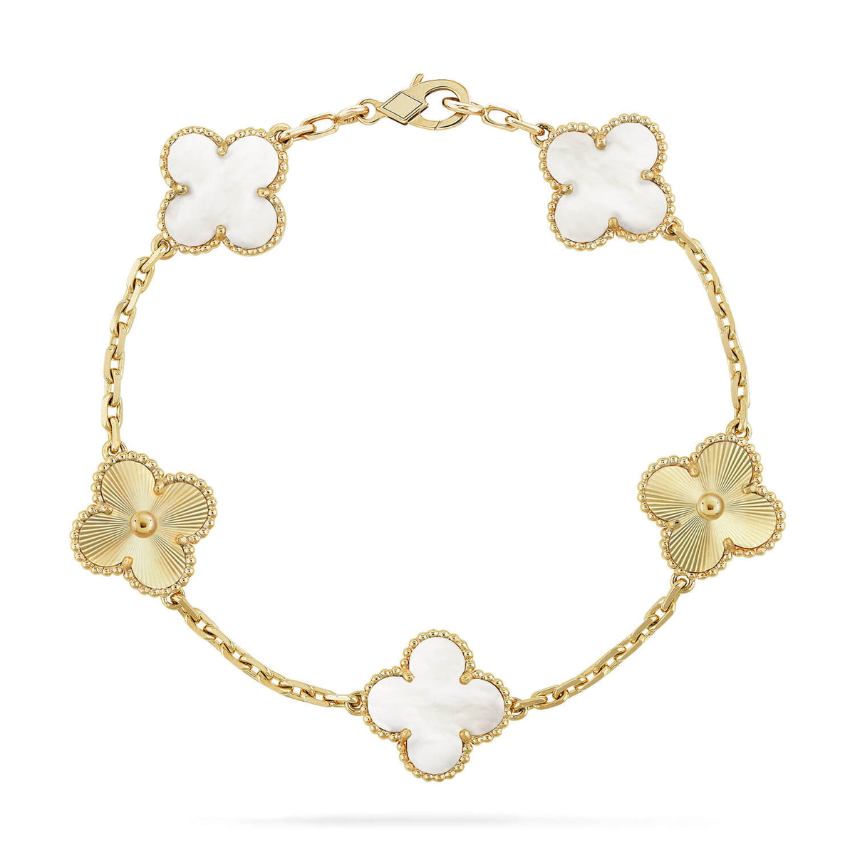 [sparkle Jewelry ]CLOVER WHITE PEARL MOP 5 MOTIF BRACELET COLLECTION