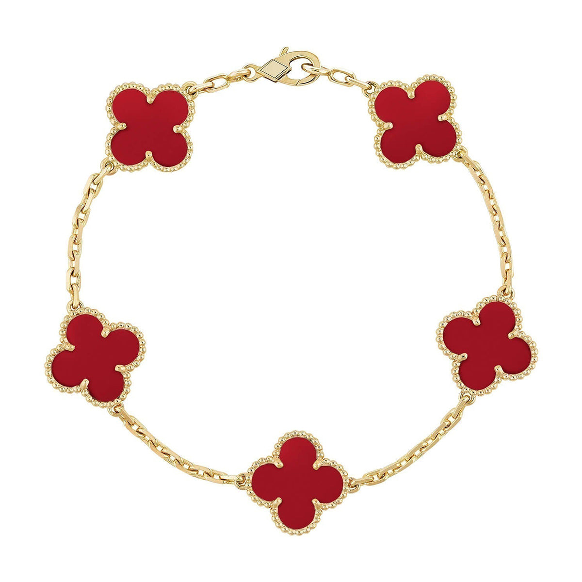 [sparkle Jewelry ] CLOVER 5 MOTIF RED CORNELIAN BRACELET COLLECTION