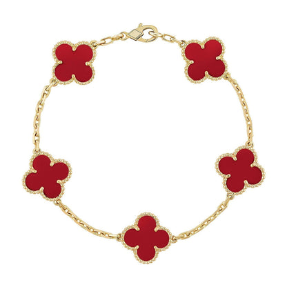[sparkle Jewelry ] CLOVER 5 MOTIF RED CORNELIAN BRACELET COLLECTION