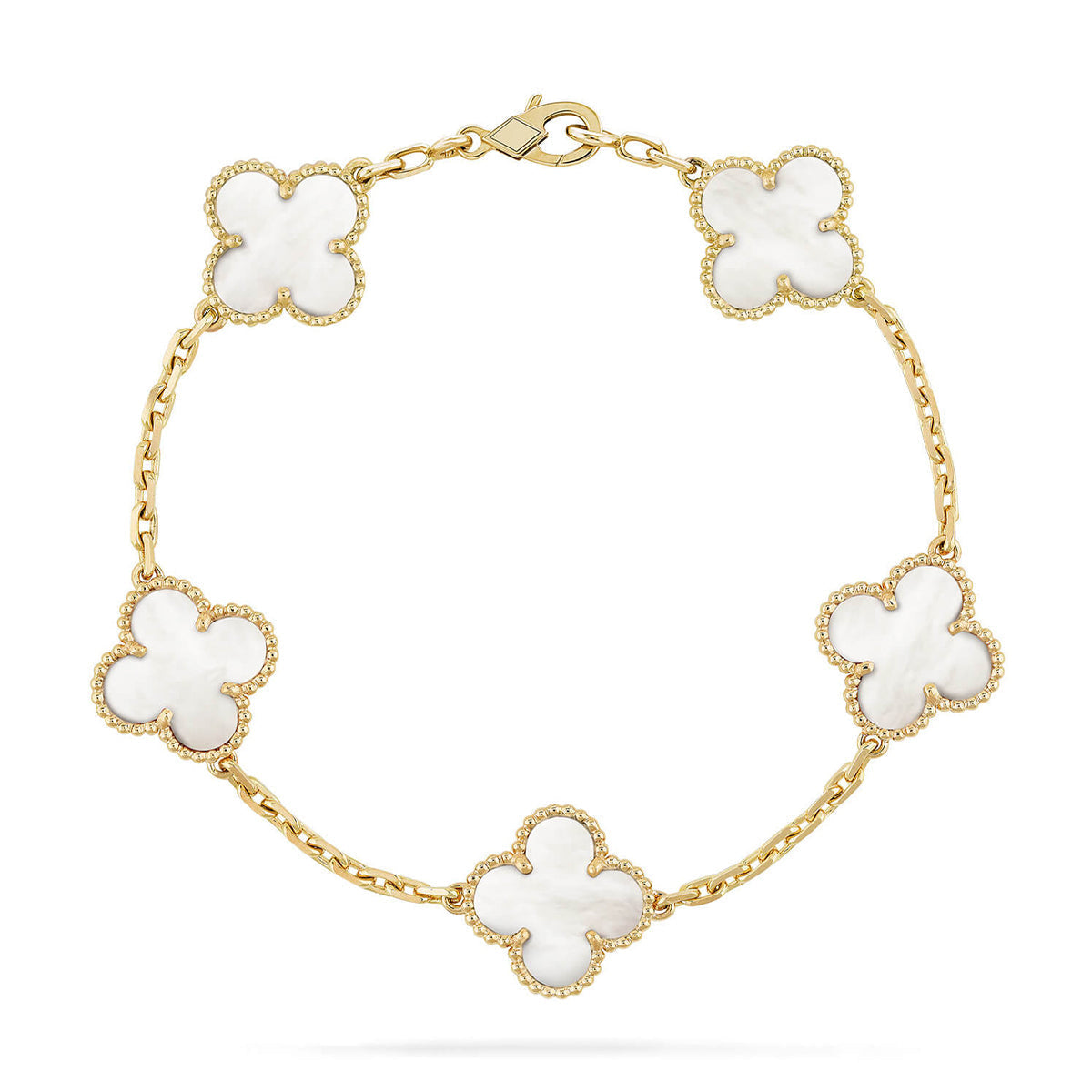 [Sparkle]LUCKY CLOVER 5モチーフ ブレスレット - マザーオブパール コレクション