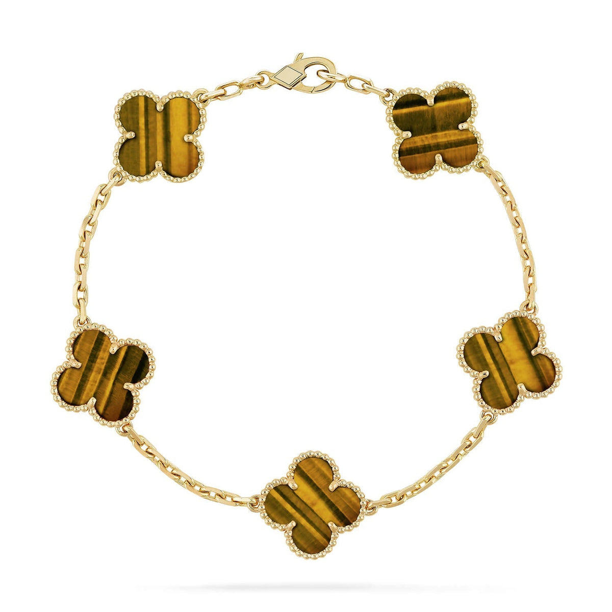 [sparkle Jewelry ] CLOVER 5 MOTIFS TIGER EYE BRACELET COLLECTION