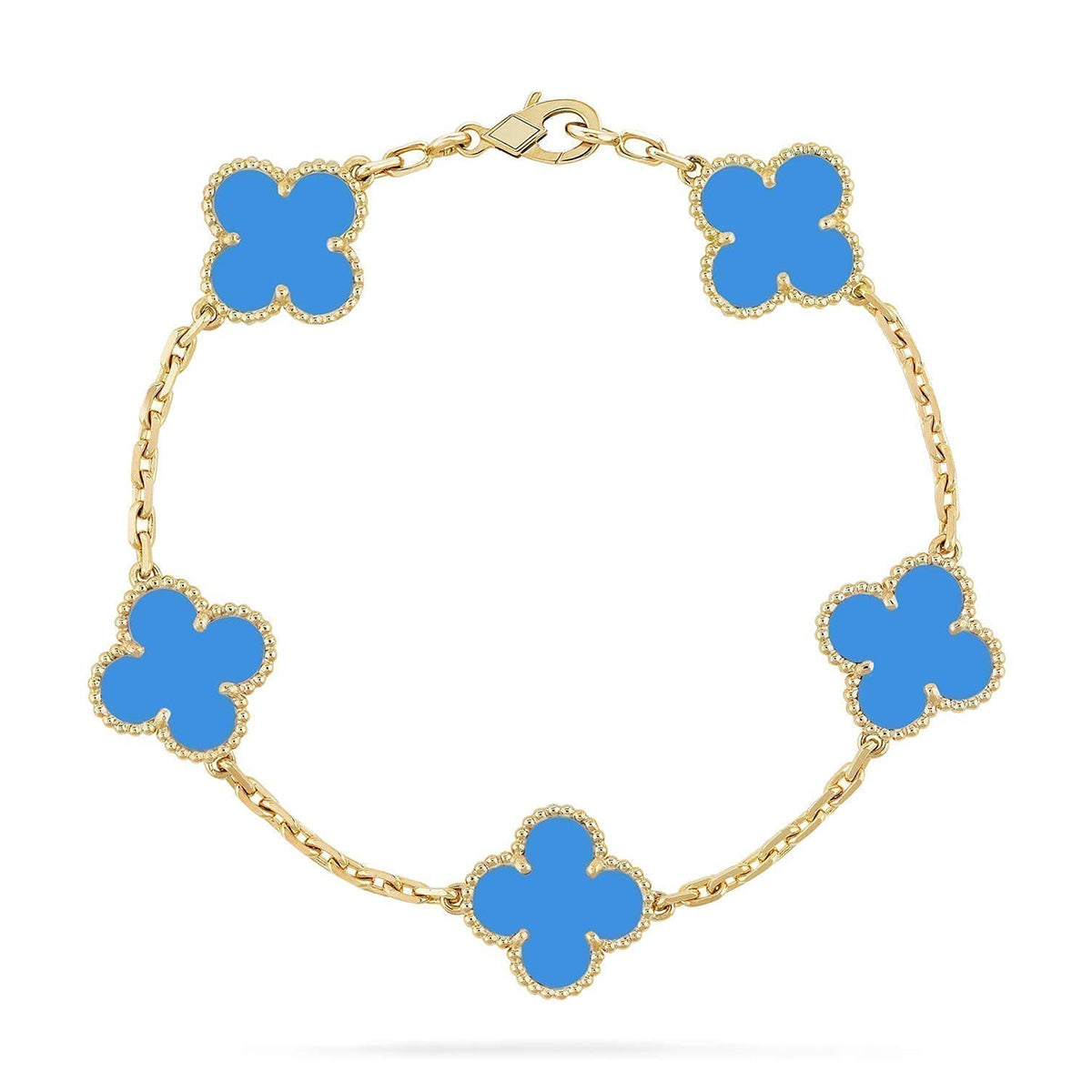 [sparkle Jewelry ] CLOVER 5 MOTIF BLUE AGATE BRACELET COLLECTION