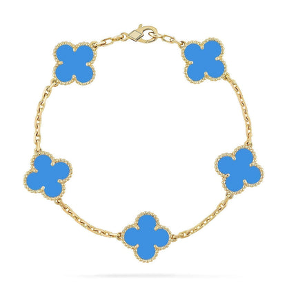 [sparkle Jewelry ] CLOVER 5 MOTIF BLUE AGATE BRACELET COLLECTION