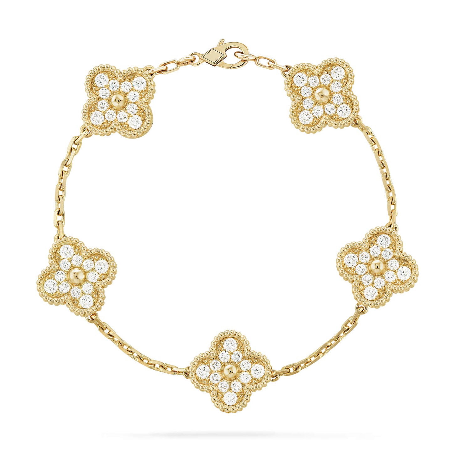 [Sparkle]Armband LUCKY CLOVER 5 Motive – VOLLSTÄNDIG MIT DIAMANTEN BESETZT