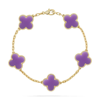 [Sparkle]LUCKY CLOVER 5-MOTIF BRACELET - LAVENDER COLLECTION