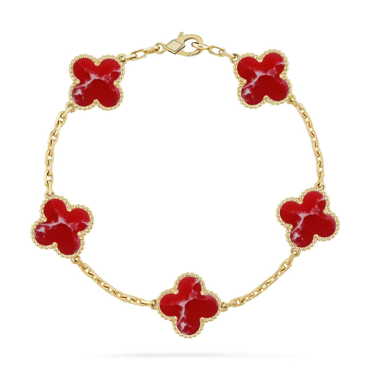 [Sparkle]LUCKY CLOVER 5-MOTIV-ARMBAND - RED LARIMAR KOLLEKTION