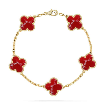 [Sparkle]LUCKY CLOVER 5-MOTIV-ARMBAND - RED LARIMAR KOLLEKTION