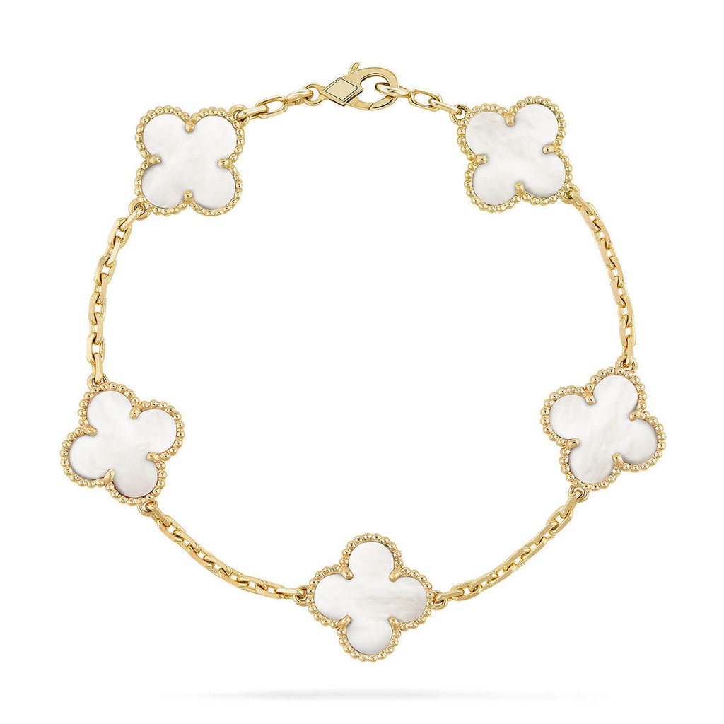 [sparkle Jewelry ]CLOVER WHITE PEARL MOP 5 MOTIF BRACELET COLLECTION