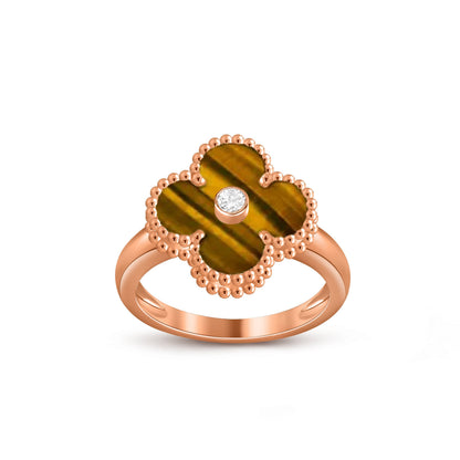[Sparkle]ラッキー クローバー ダイヤモンドアクセント ローズゴールド リング コレクション