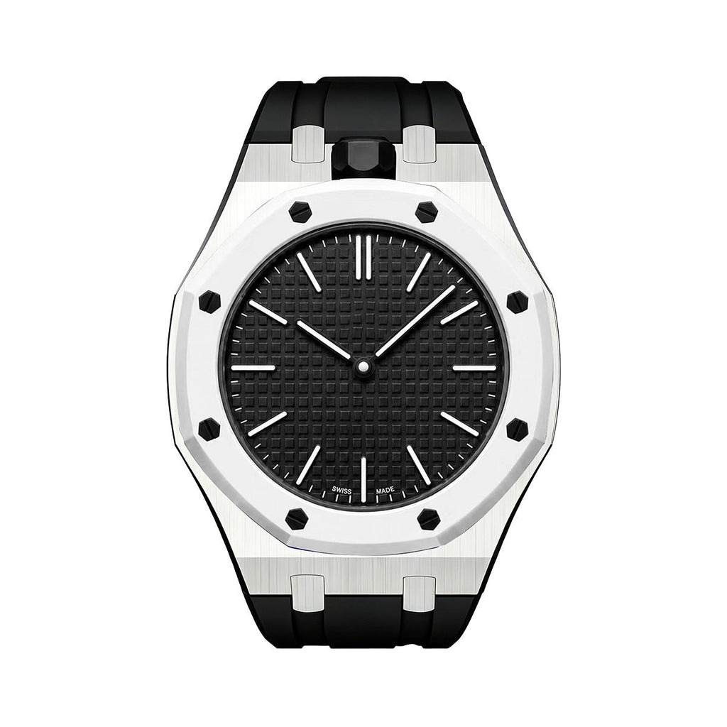 Oak Pop Black Steel Silicone Strap