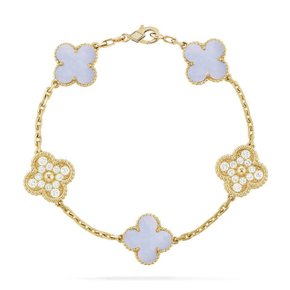 [sparkle Jewelry ] CLOVER 5 MOTIF PURPLE CHALCEDONY BRACELET COLLECTION