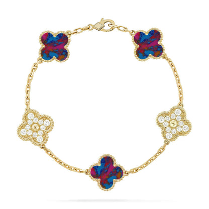 [Sparkle]GLÜCKKLEE-ARMBAND MIT 5 MOTIVEN - MULTI-EDELSTEIN-KOLLEKTION