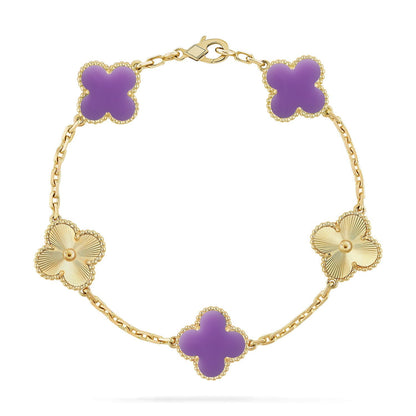 [Sparkle]LUCKY CLOVER 5-MOTIF BRACELET - LAVENDER COLLECTION
