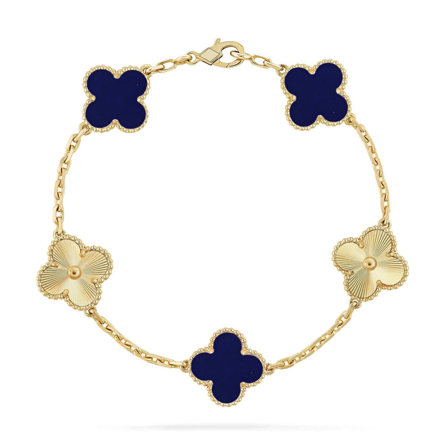 [Sparkle]LUCKY CLOVER 5-MOTIF-ARMBAND – LAPISLAZULI-KOLLEKTION