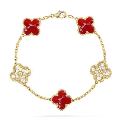 [sparkle Jewelry ]CLOVER 5 MOTIF RED PATTERN BRACELET COLLECTION