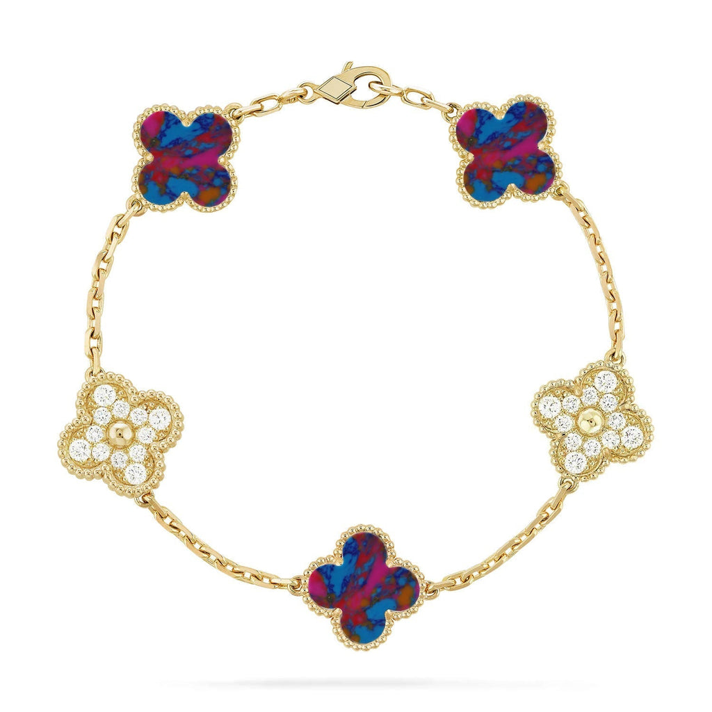 [sparkle Jewelry ]CLOVER 5 MOTIF COLOR GEMSTONES BRACELET COLLECTION