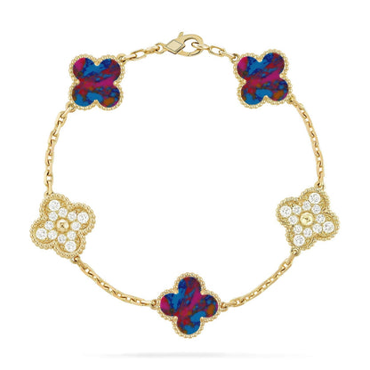 [sparkle Jewelry ]CLOVER 5 MOTIF COLOR GEMSTONES BRACELET COLLECTION