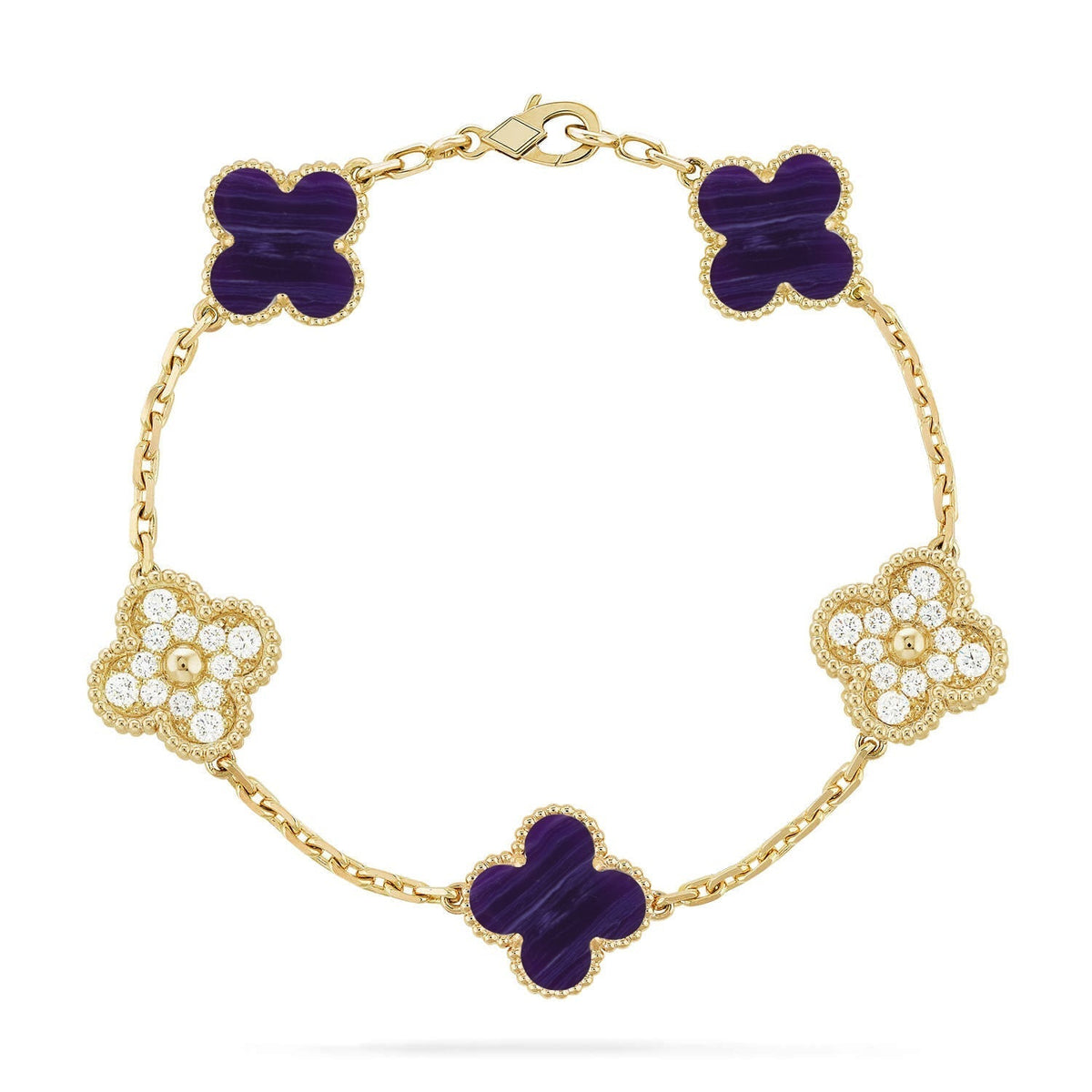 [sparkle Jewelry ]CLOVER 5 MOTIF PURPLE STRIPES BRACELET COLLECTION