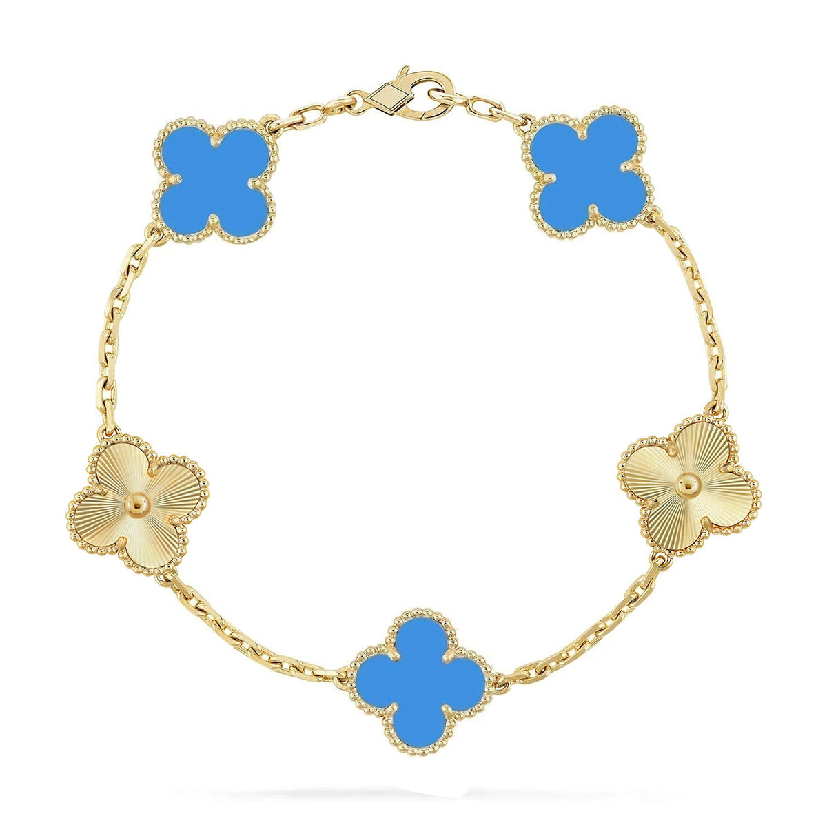 [sparkle Jewelry ] CLOVER 5 MOTIF BLUE AGATE BRACELET COLLECTION