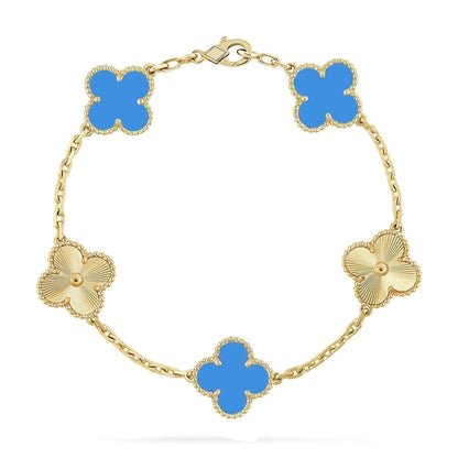 [sparkle Jewelry ] CLOVER 5 MOTIF BLUE AGATE BRACELET COLLECTION