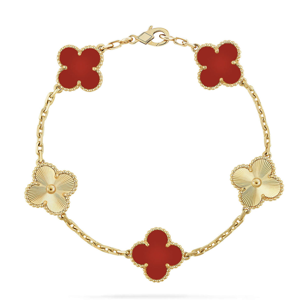 [sparkle Jewelry ] CLOVER 5 MOTIF RED CORNELIAN BRACELET COLLECTION