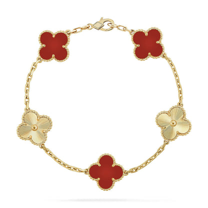 [sparkle Jewelry ] CLOVER 5 MOTIF RED CORNELIAN BRACELET COLLECTION