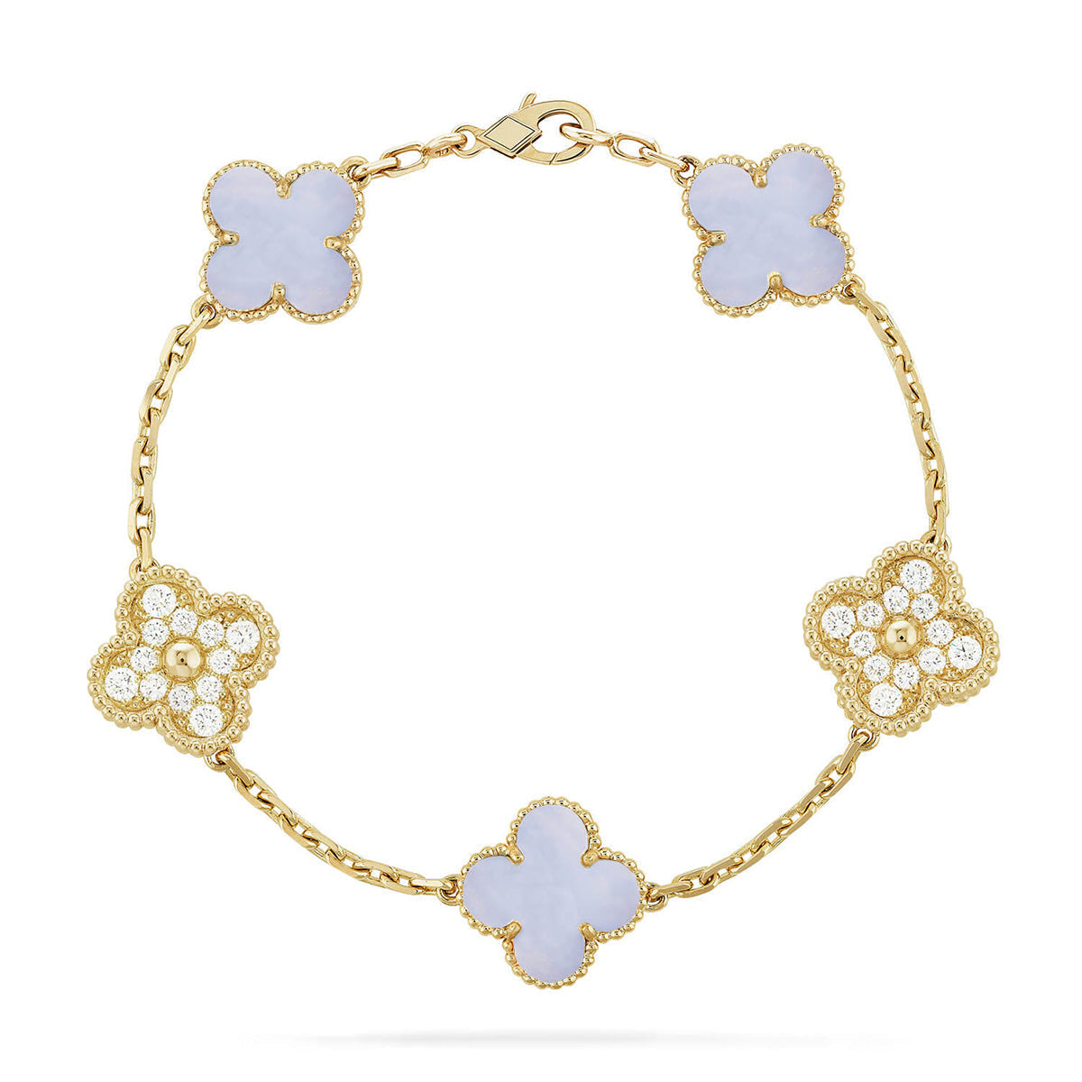 [Sparkle]LUCKY CLOVER 5-MOTIF-ARMBAND - PURPLE CHALCEDONY KOLLEKTION