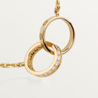 [sparkle Jewelery]LOVE DOUBLE RING HALF DIAMOND NECKLACE