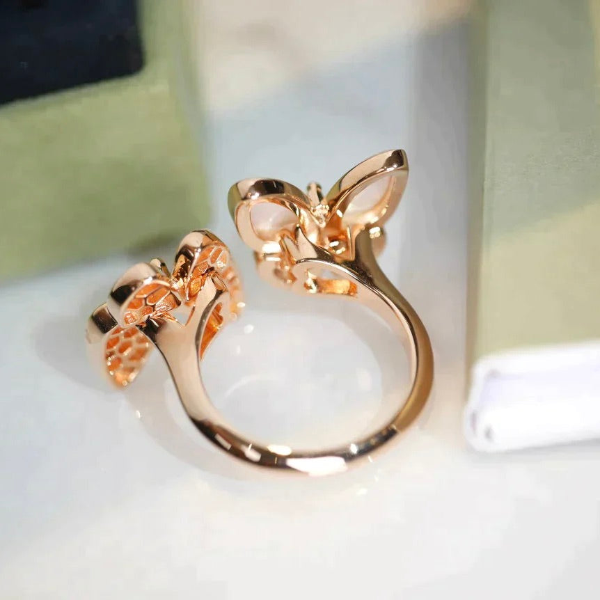 [sparkle Jewelry ]TWIN BUTTERFLY DIAMOND MOP RING