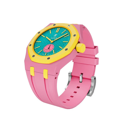 [Sparkle]OAK POP EXCLUSIVE PINK AND YELLOW SILICONE STRAP