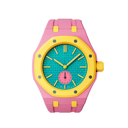 [Sparkle]OAK POP EXCLUSIVE PINK AND YELLOW SILICONE STRAP
