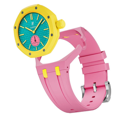 [Sparkle]OAK POP EXCLUSIVE PINK AND YELLOW SILICONE STRAP