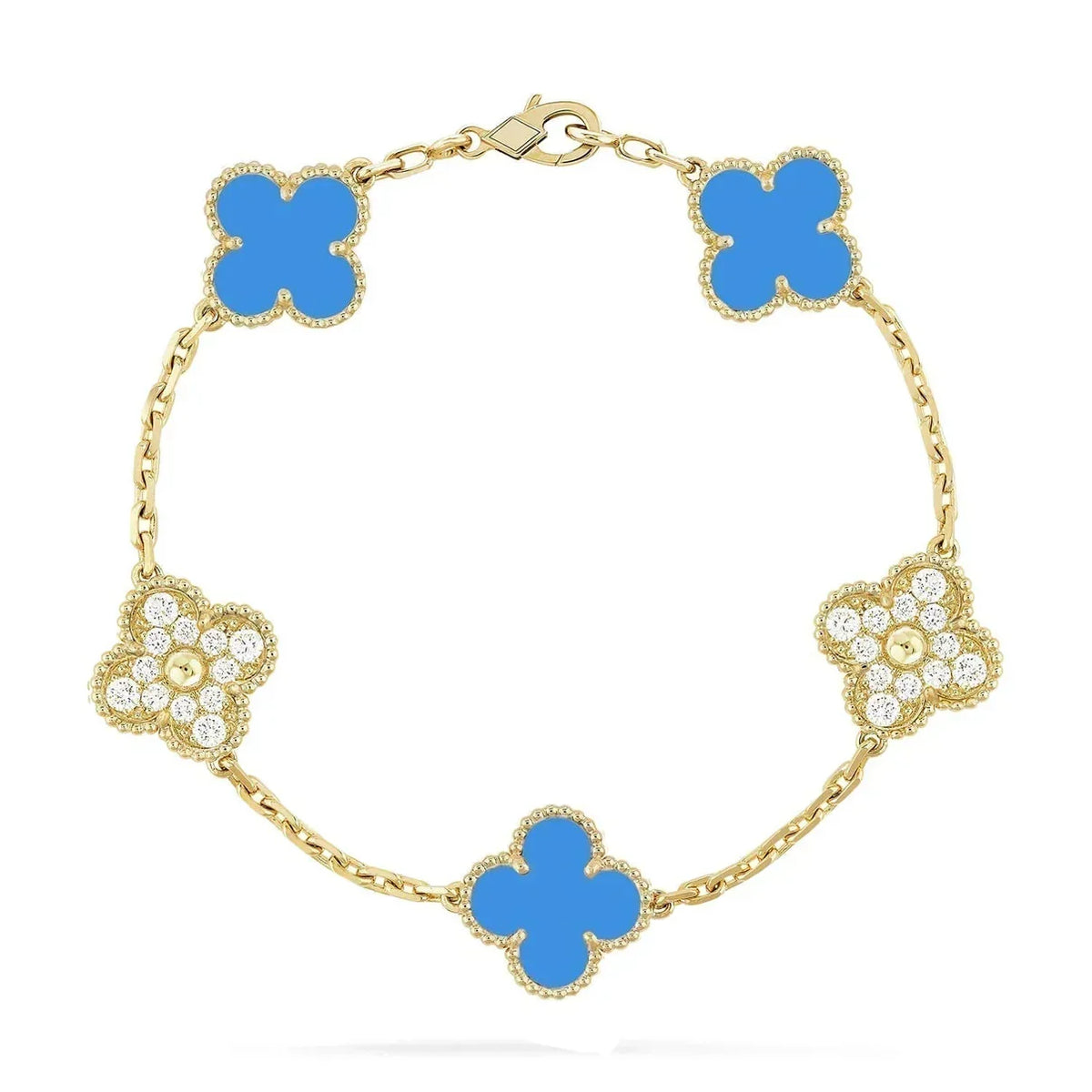 [sparkle Jewelry ] CLOVER 5 MOTIF BLUE AGATE BRACELET COLLECTION