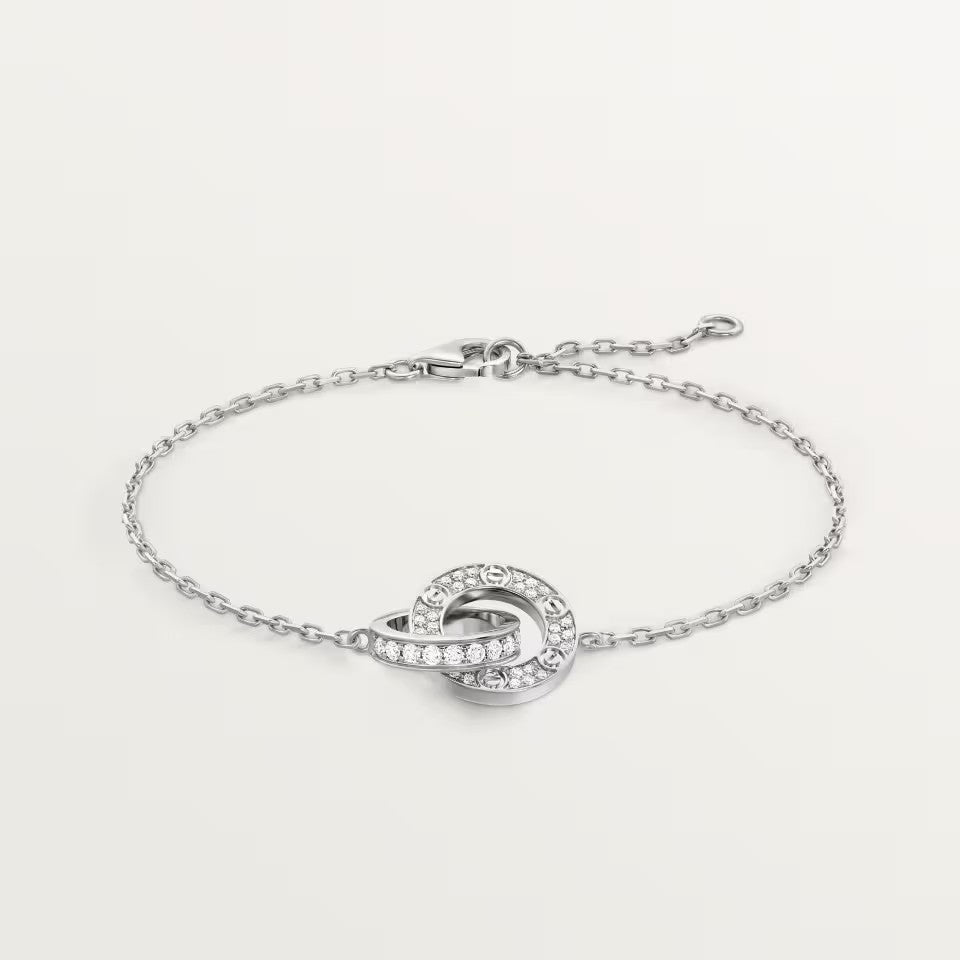 [sparkle Jewelery]LOVE DOUBLE RING FULL DIAMOND BRACELET
