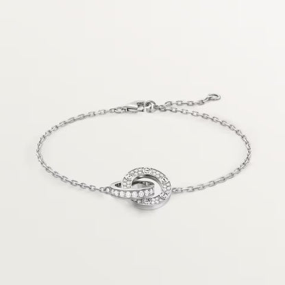 [sparkle Jewelery]LOVE DOUBLE RING FULL DIAMOND BRACELET