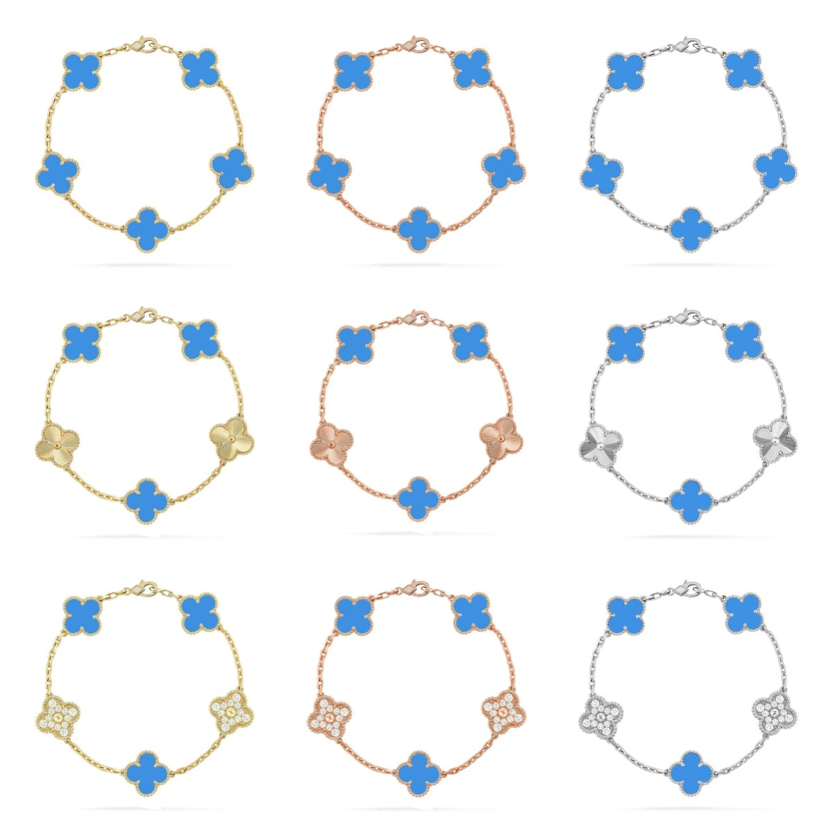 [sparkle Jewelry ] CLOVER 5 MOTIF BLUE AGATE BRACELET COLLECTION