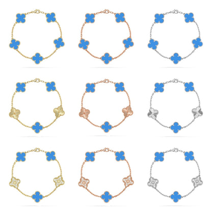 [sparkle Jewelry ] CLOVER 5 MOTIF BLUE AGATE BRACELET COLLECTION