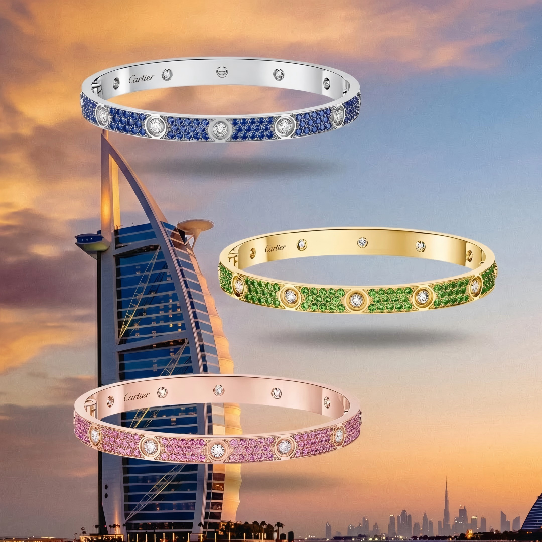 [sparkle  Jewelry]2026 PAVE GEMSTONE LOVE BRACELET 6.1MM 10 DIAMONDS