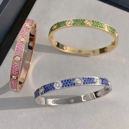 [sparkle  Jewelry]2026 PAVE GEMSTONE LOVE BRACELET 6.1MM 10 DIAMONDS