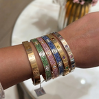 [sparkle  Jewelry]2026 PAVE GEMSTONE LOVE BRACELET 6.1MM 10 DIAMONDS